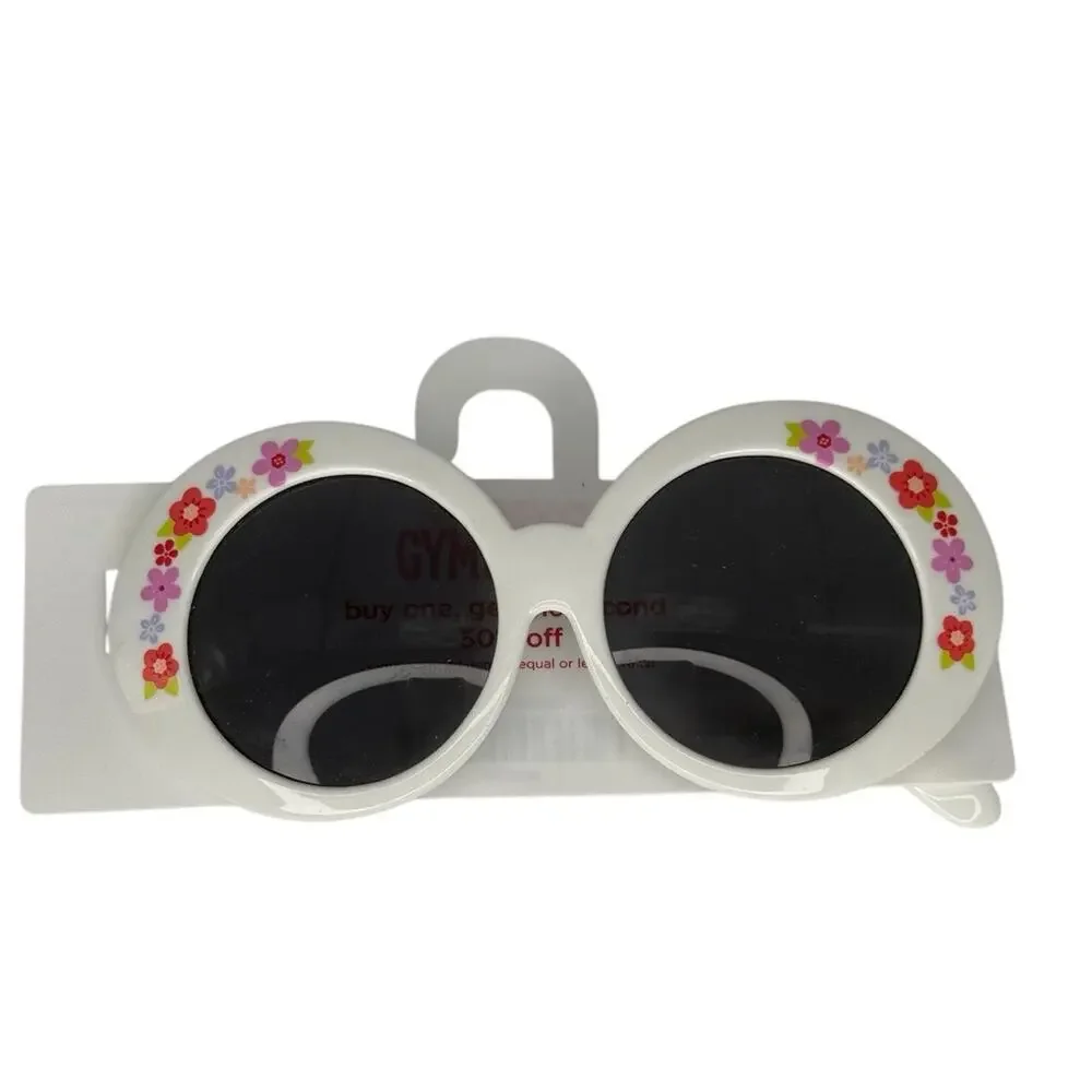 Gymboree Tea Garden Sunglasses Floral White Round Kids Toddler UV Protection NWT